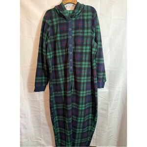 Women's Old Navy Fleece Pajama One Piece Lounge Jumpsuit XL Hooded Snap Front